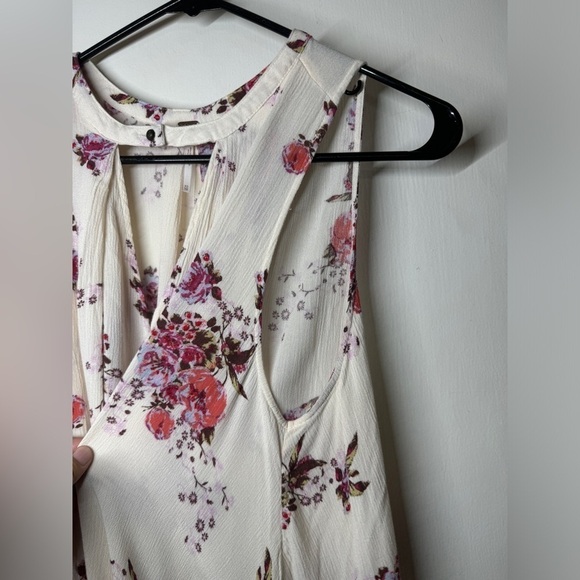 Free People Tree Swing Tunic Sleeveless Light Cream Pink Purple Floral Dress XS - Picture 7 of 16